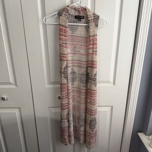 Almost Famous Open Knit Crochet Multicolor Geometric Pattern Duster Size Large